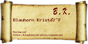 Blauhorn Kristóf névjegykártya